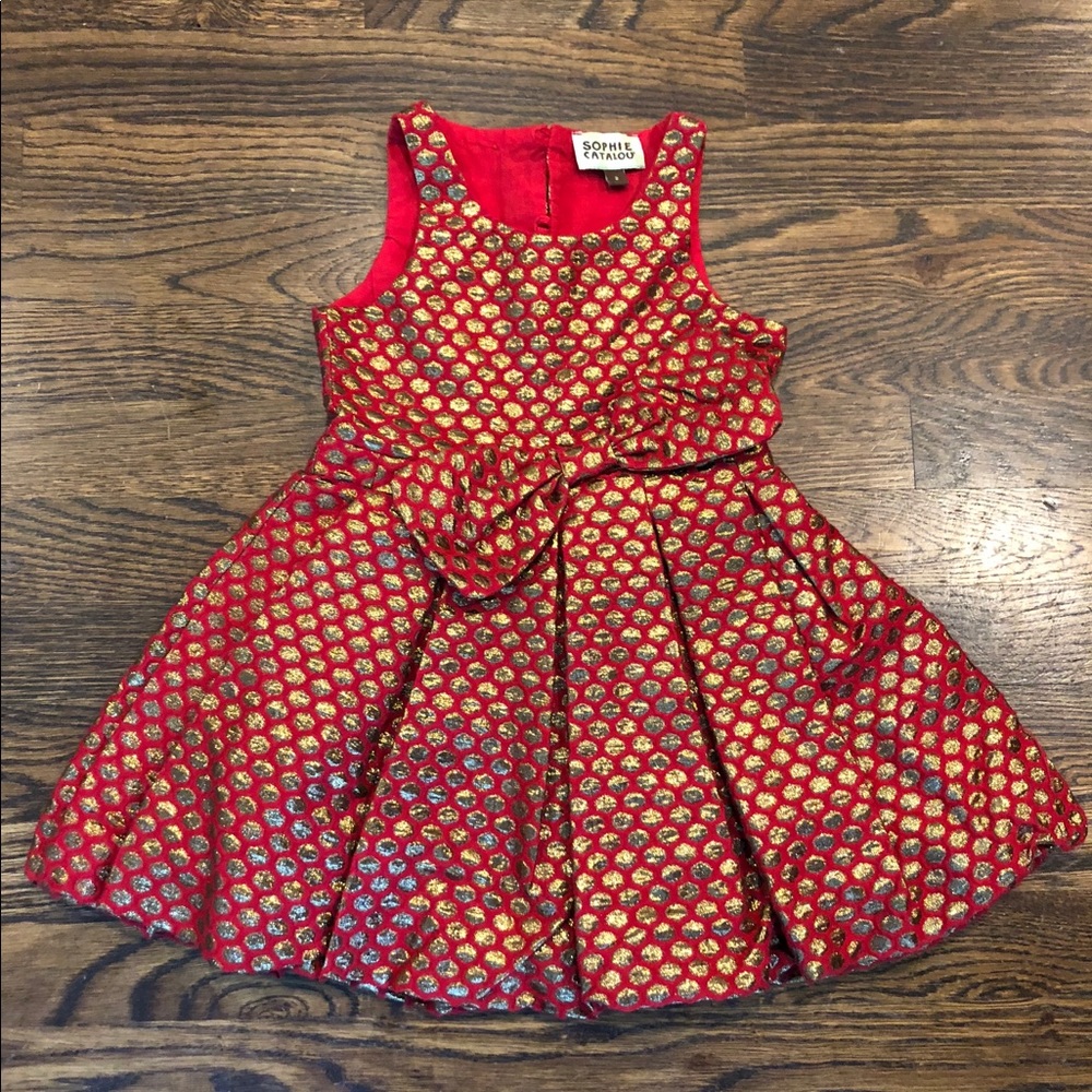 2t red and gold Christmas dress